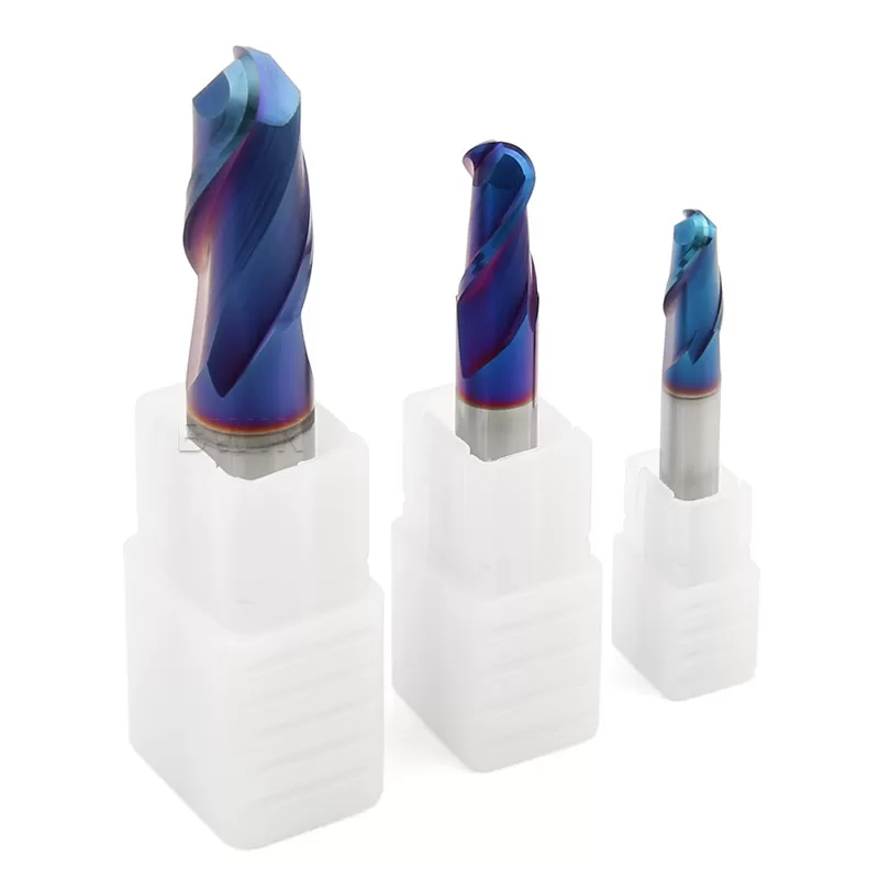 Blue Coated End Mill 65 Degree Solid Carbide Ball End Mill 2 Flute