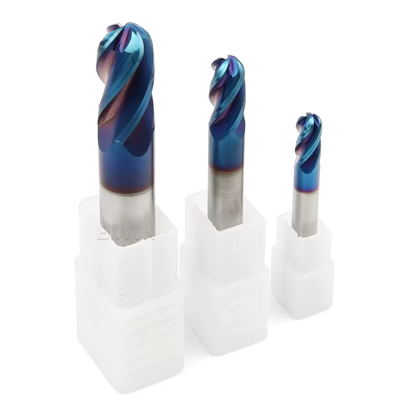 HRC65 Carbide Ball Nose End Mill Bullnose 4 Flute Nano Coating