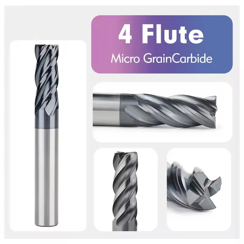 New Design 4 Flute Flat Square Milling Cutter Carbide End Mill